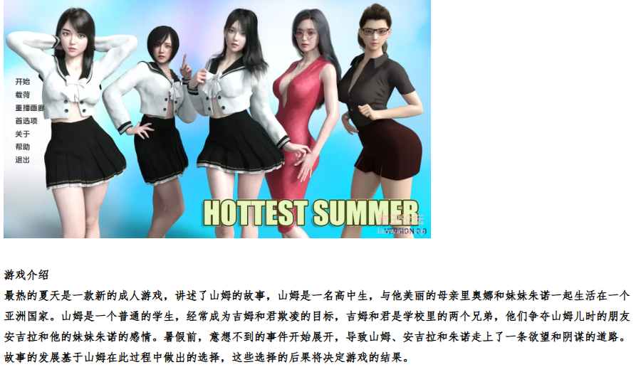 [欧美SLG/乱伦/绿帽] 最热的夏天-v0.8 PC+安卓 汉化版+全图鉴 [2+1.7G][百度盘]-基腐天堂